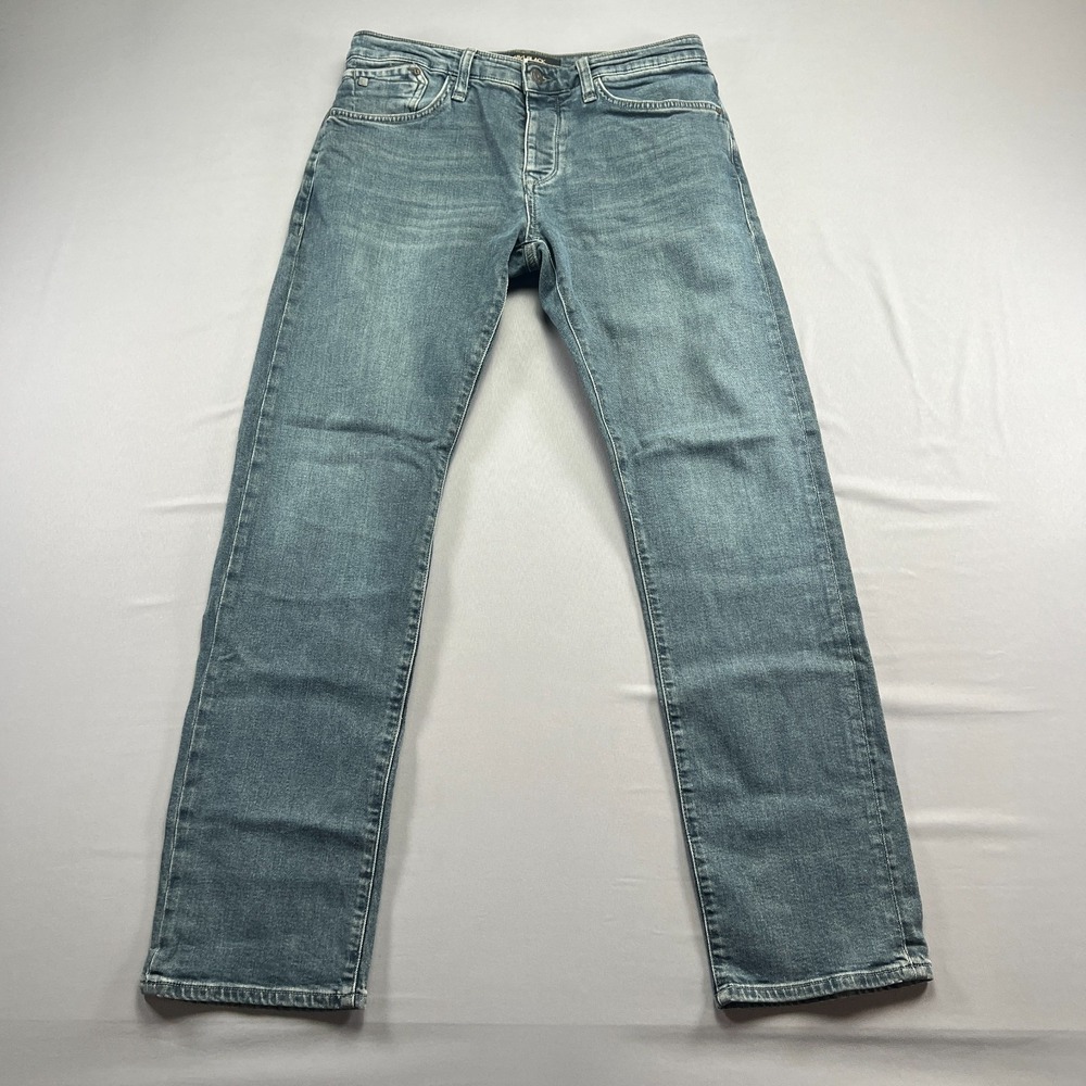 Mavi Black Jeans Mens 33x32 Blue Denim Stretch Low Rise Button Fly Straight Leg